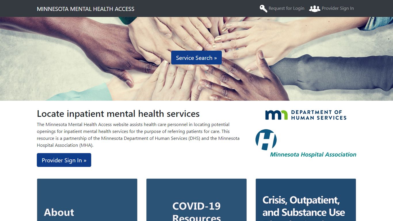 Home Page - mental health service locator web site - MNMH Access